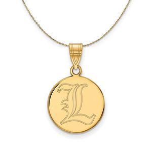 14k Yellow Gold U. of Louisville Medium Disc Necklace - 22 Inch